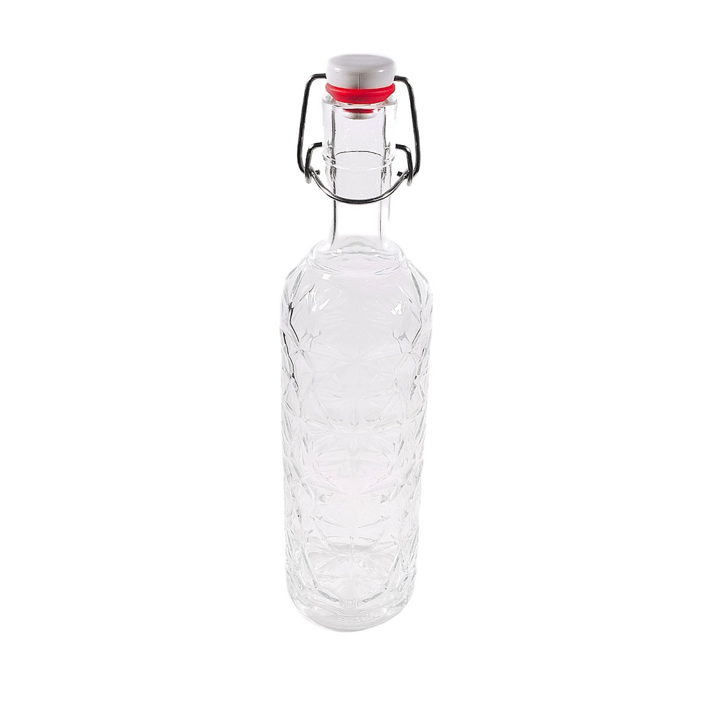 Sticlă de apă transparentă cu model în relief, închidere ermetică