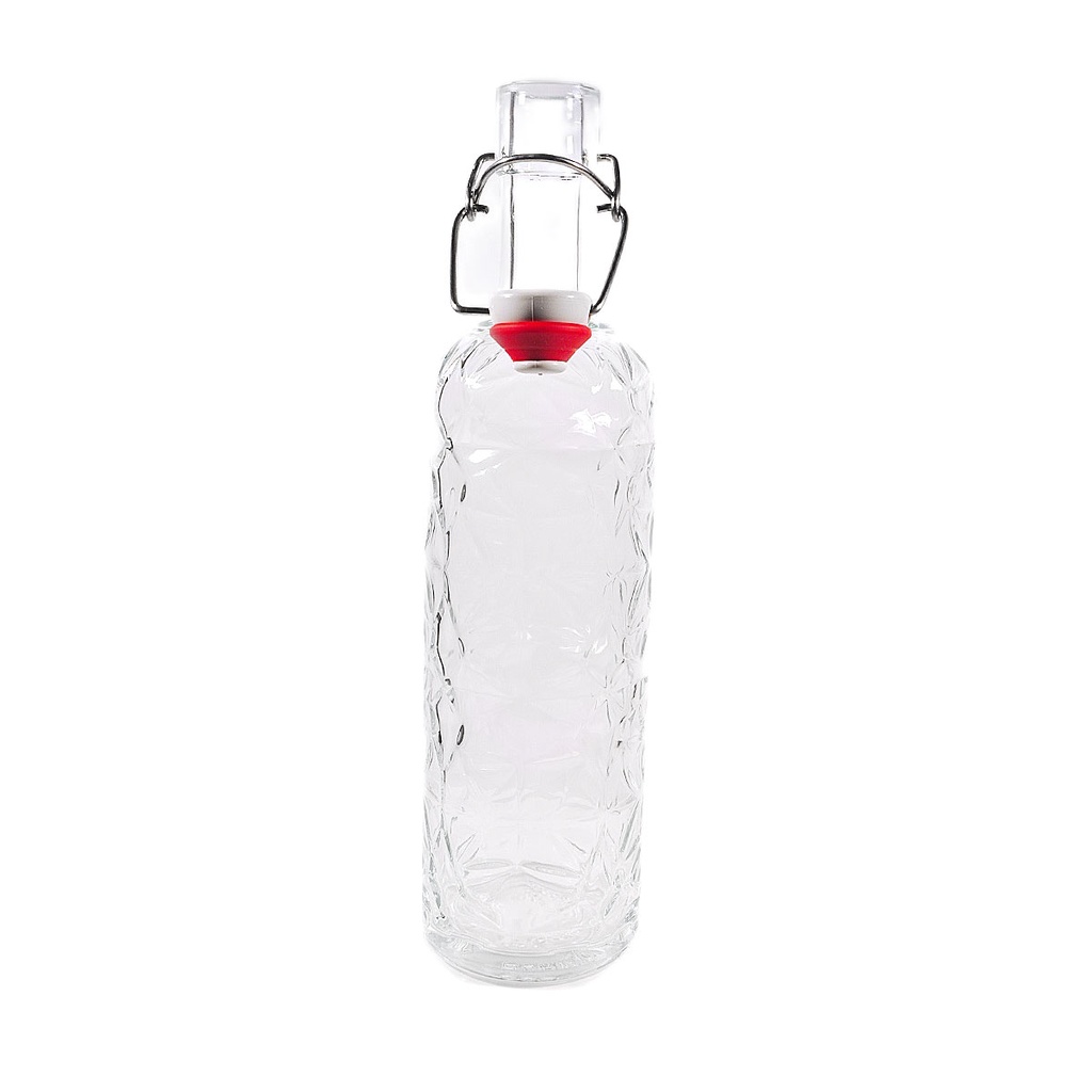 Sticlă de apă transparentă cu model în relief, închidere ermetică