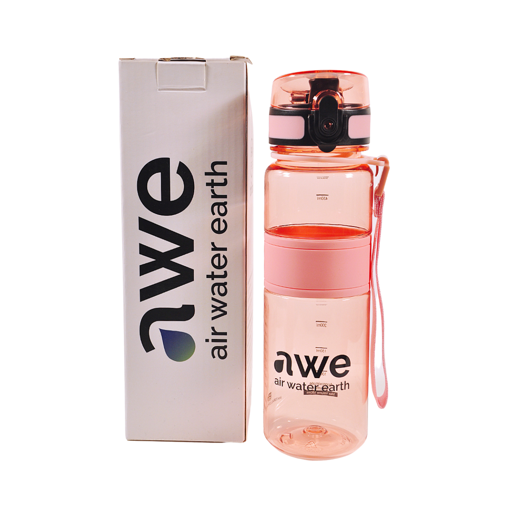 Sticlă de apă sport, ecologică, fără BPA, roz, transparentă, 500 ml