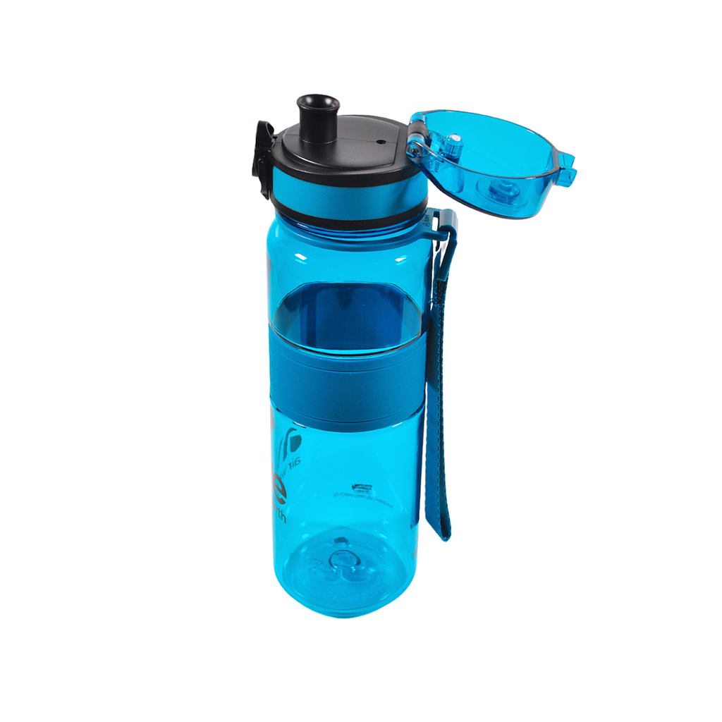 Sticlă de apă sport, ecologică, fără BPA, albastru ocean, transparentă, 500 ml