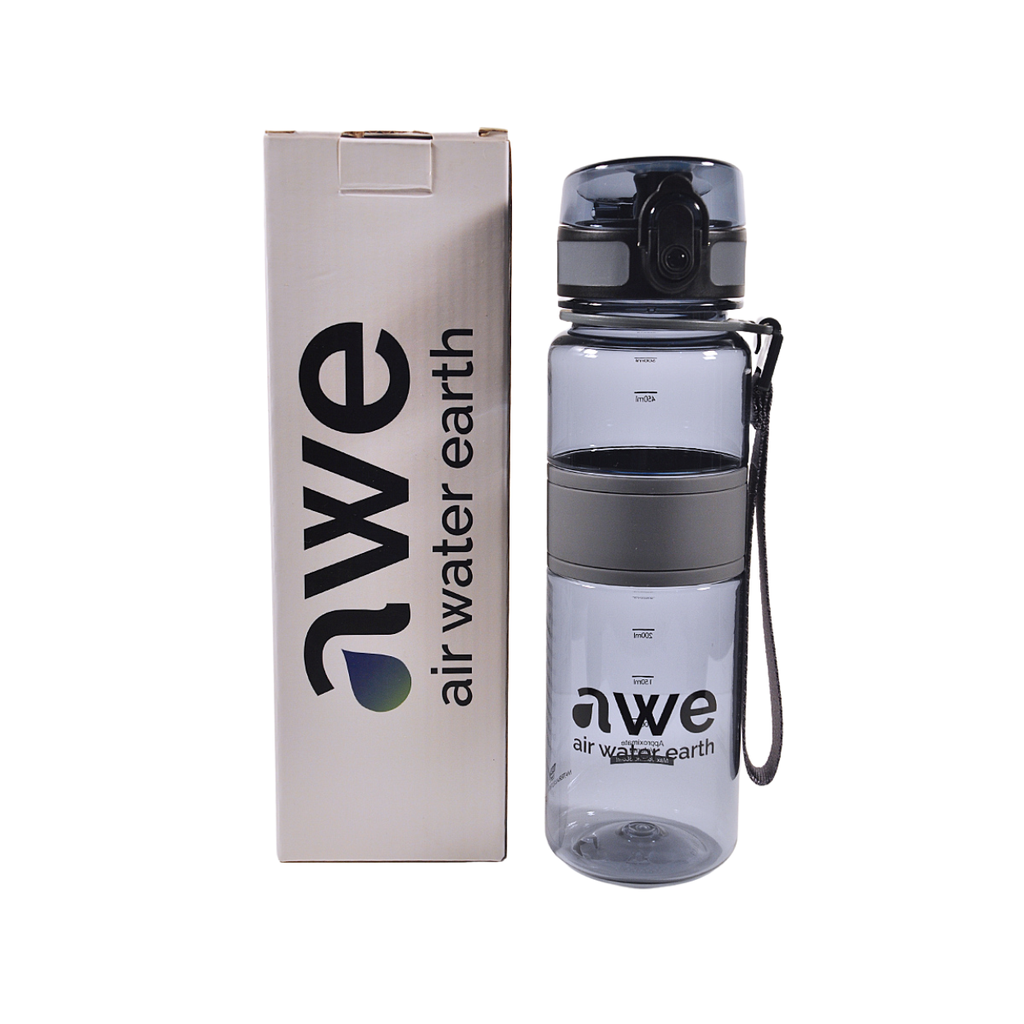 Sticlă de apă sport, ecologică, fără BPA, gri, transparentă, 500 ml