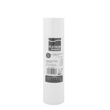 Cartus filtrant polipropilena, PLAT-PSED, Platinum Wasser, 10 microni, Capacitate: 6 luni sau 12.000 litri, debit maxim: pana la 15 l/min, alb