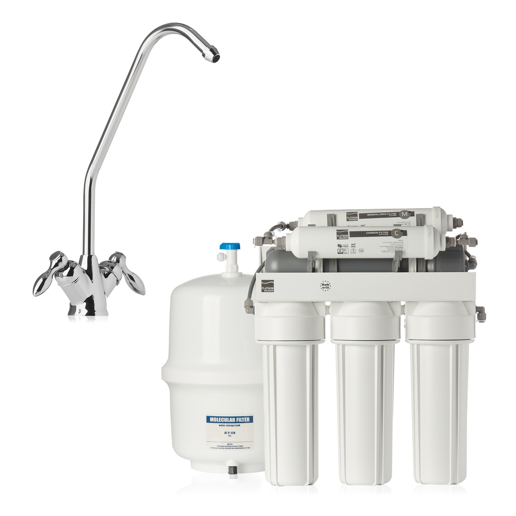 Osmoza inversa, PLAT-F-ULTRA6, Platinum Wasser, 6 trepte de filtrare,  0,0001 microni, rezervor 12 l, 2,2-6 bari, alb