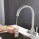 Baterie cu 3 căi, alamă, DG-B3302-CR , pentru apă filtrată, caldă/ rece, rotire 360°, debit ajustabil, cromată, gri