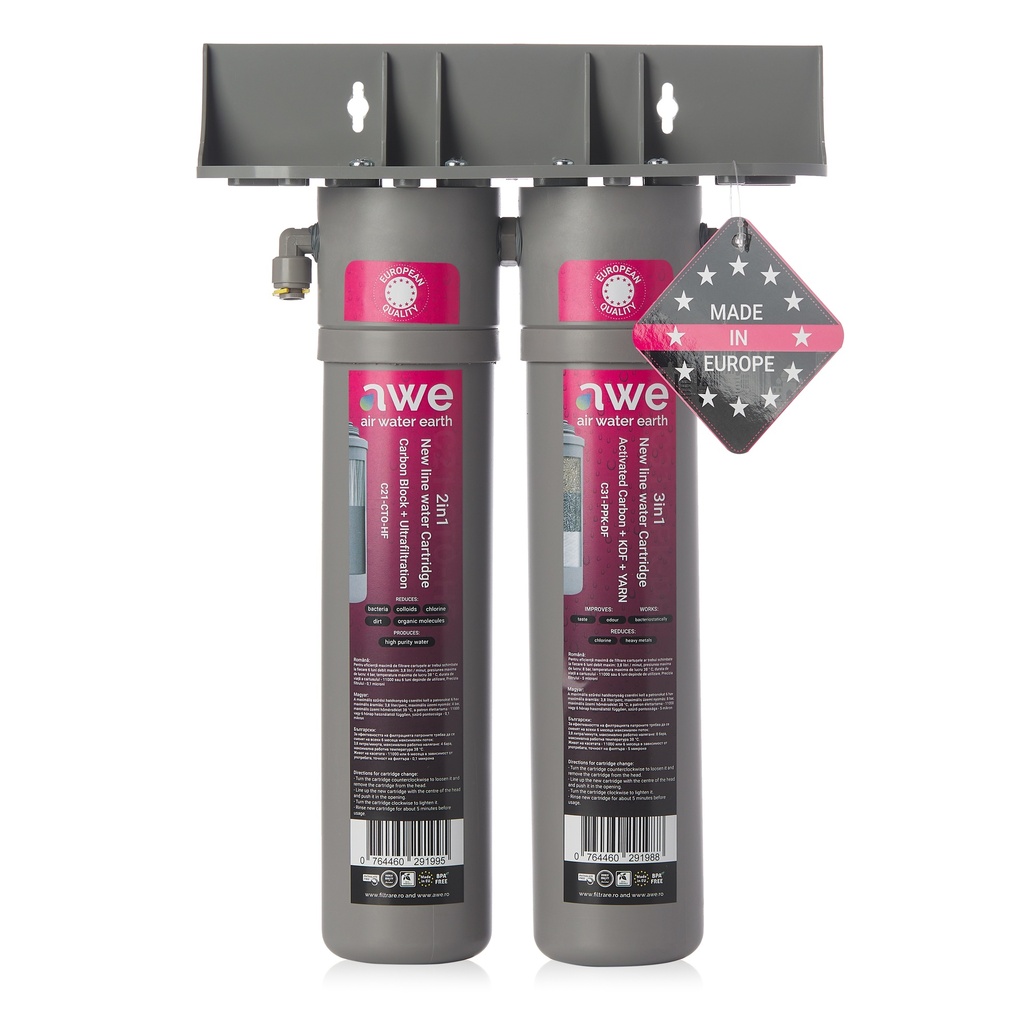 AWE Prima- sistem filtrare apa, AWF‑UPS‑2H‑NL, New Line, 5 in 2, efect antibacterian, cu robinet smart, lux