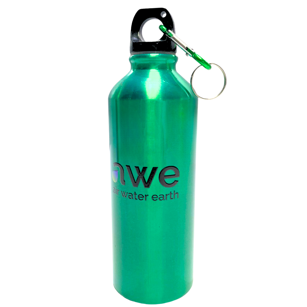 Sticlă de apă cu atașament carabina, ușoară, verde, aluminiu, fără BPA, eco-friendly, 400 ml