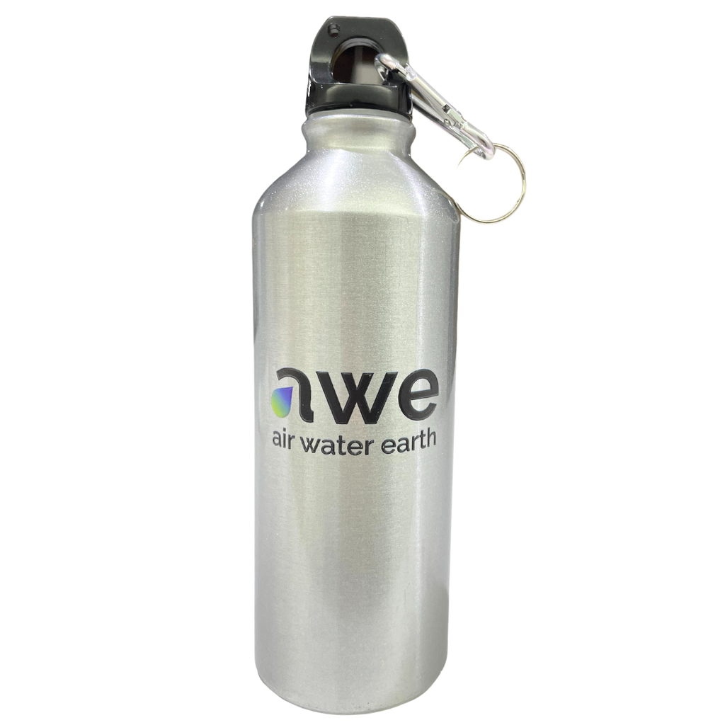 Sticlă de apă cu atașament carabina, ușoară, argintie, aluminiu, fără BPA, eco-friendly, 400 ml