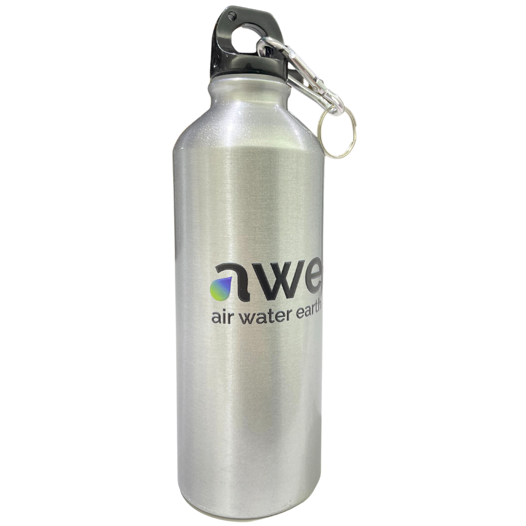 Sticlă de apă cu atașament carabina, ușoară, argintie, aluminiu, fără BPA, eco-friendly, 400 ml
