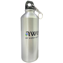 Sticlă de apă cu atașament carabina, ușoară, argintie, aluminiu, fără BPA, eco-friendly, 400 ml