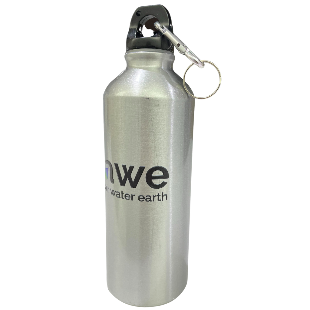 Sticlă de apă cu atașament carabina, ușoară, argintie, aluminiu, fără BPA, eco-friendly, 400 ml