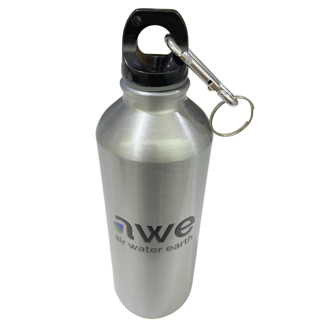 Sticlă de apă cu atașament carabina, ușoară, argintie, aluminiu, fără BPA, eco-friendly, 400 ml
