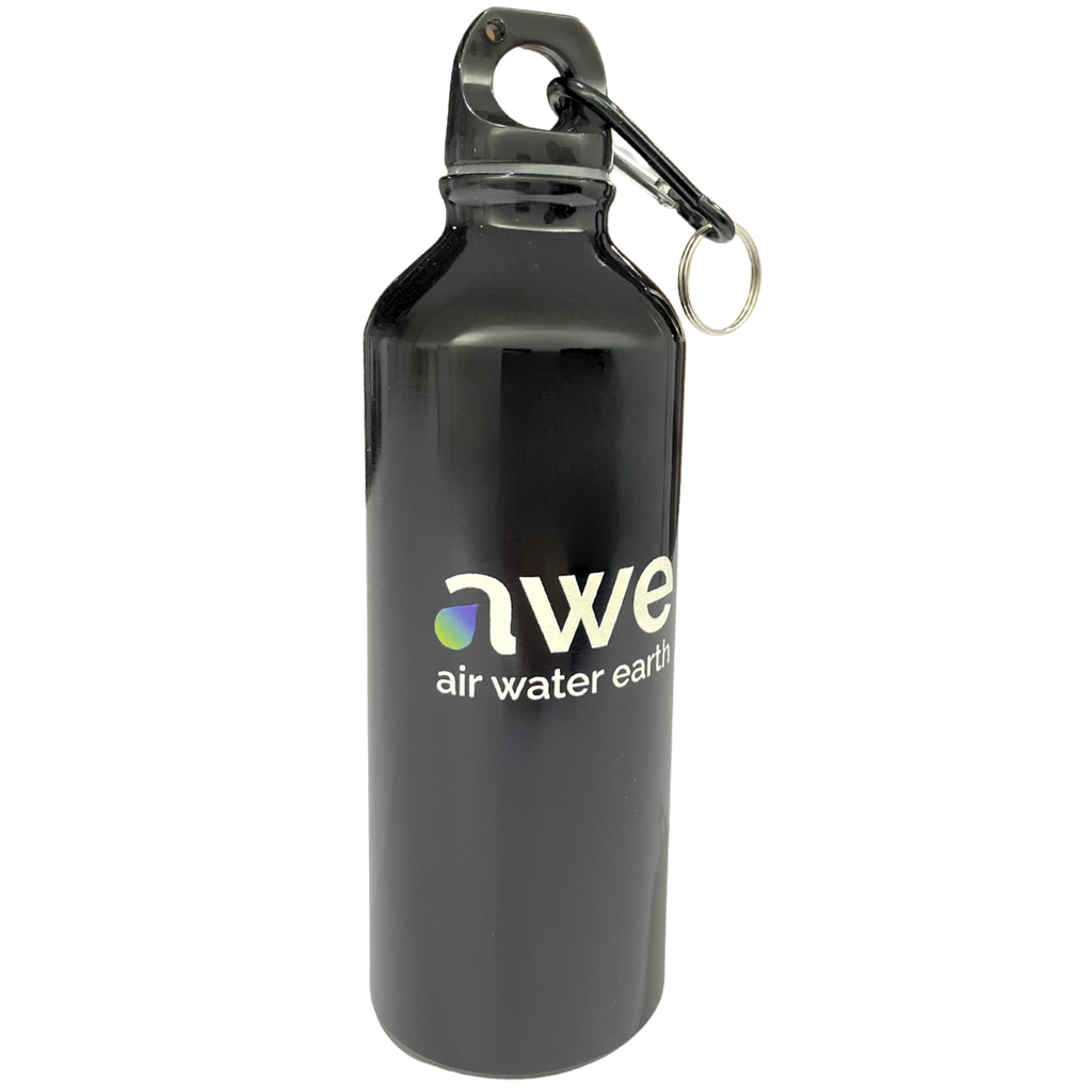 Sticlă de apă cu atașament carabina, ușoară, neagră, aluminiu, fără BPA, eco-friendly, 400 ml