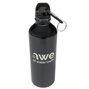 Sticlă de apă cu atașament carabina, ușoară, neagră, aluminiu, fără BPA, eco-friendly, 400 ml