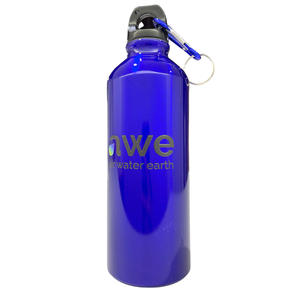 Sticlă de apă cu atașament carabina, ușoară, albastră, aluminiu, fără BPA, eco-friendly, 400 ml