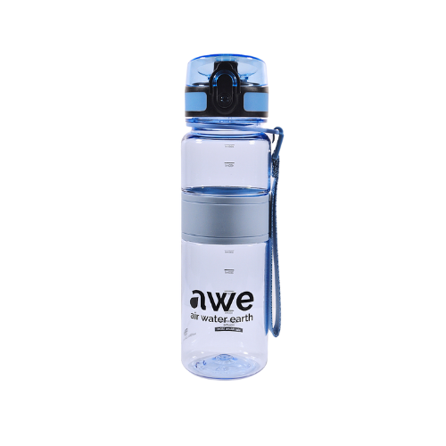 Sticla de apa sport AWE, ecologica, fara BPA, albastra, transparenta, 500 ml