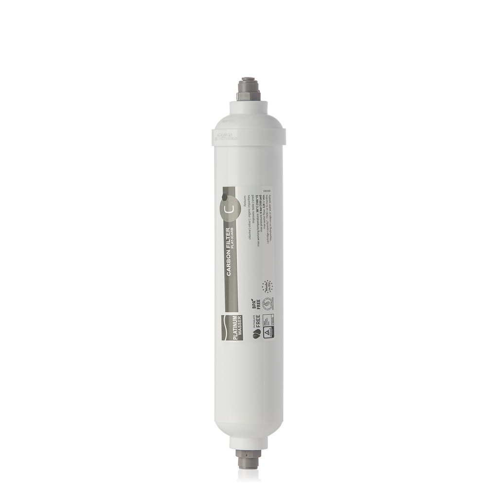 Cartus filtrant, carbon granular activ, PLAT-ICARB, Platinum Wasser, post filtrare, pentru sistemele de filtrare cu osmoza inversa, imbunatateste gustul si mirosul apei, alb