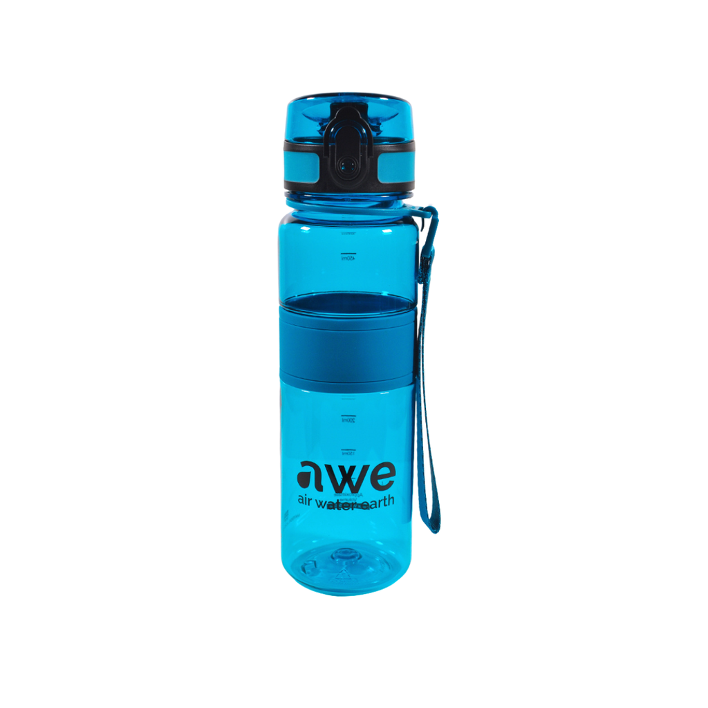 Sticla de apa sport AWE, ecologica, fara BPA, albastru ocean, transparenta, 500 ml