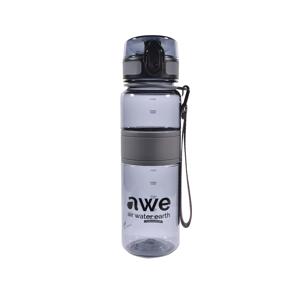 Sticla de apa sport AWE, ecologica, fara BPA, gri, transparenta, 500 ml