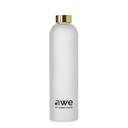 Sticla de apa satinata alba AWE, mata, cu gradaj negru, borosilicata, moderna, 1L
