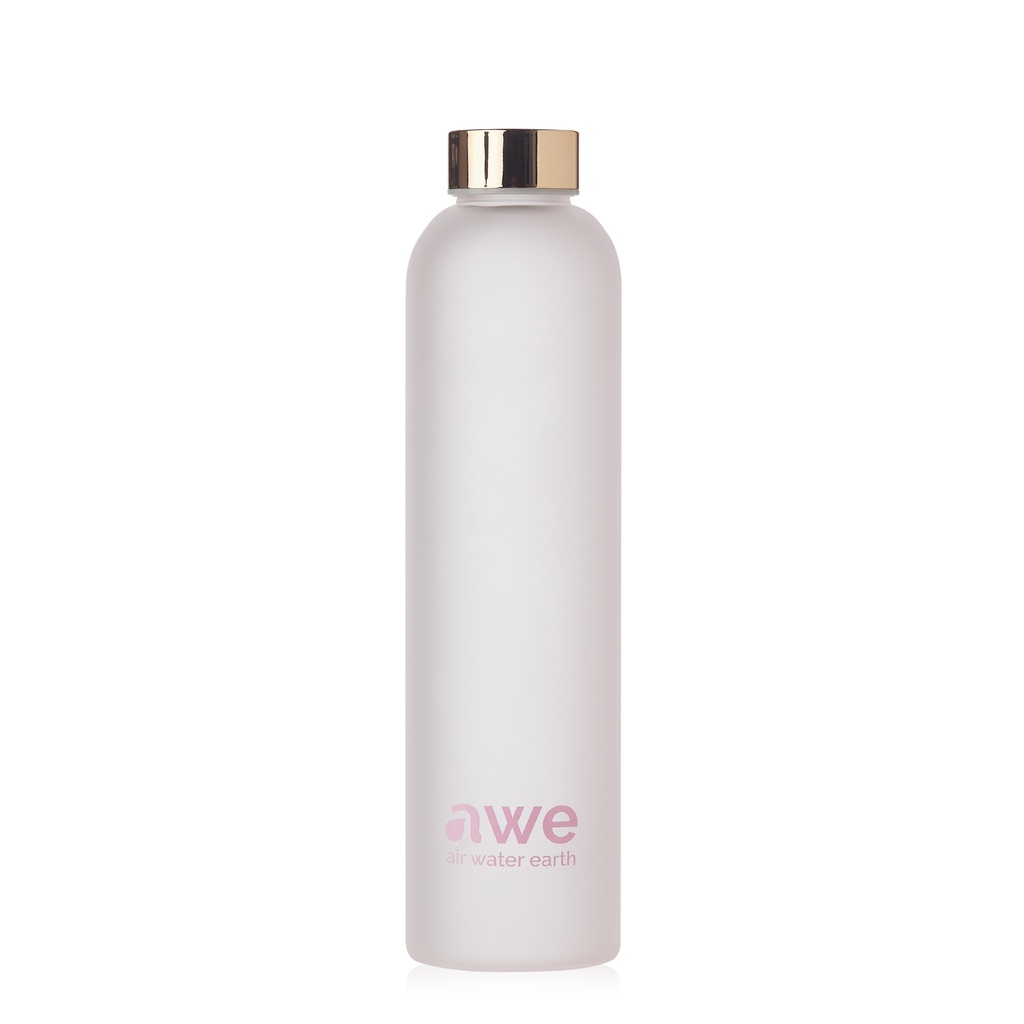 Sticla de apa satinata roz AWE, mata, borosilicata, eleganta, 750 ml