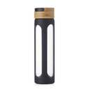 Sticla portabila de apa AWE, cu maner, manson din silicon, neagra, 600 ml