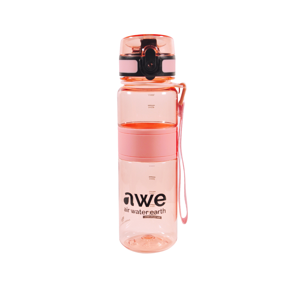 [GlowPink] Sticla de apa sport AWE, ecologica, fara BPA, roz, transparenta, 500 ml